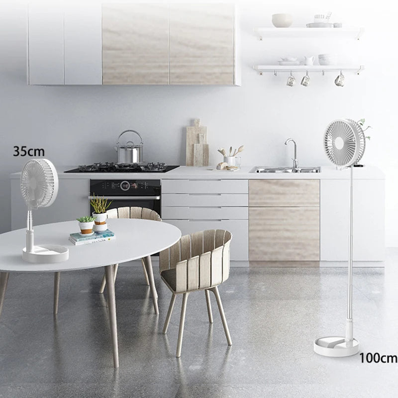Telescopic Desk Fan Usb Rechargeable Portable Foldable Telescopic Fan 4 Speeds Super Quiet Electric Cooling Fan Home Camping Fan