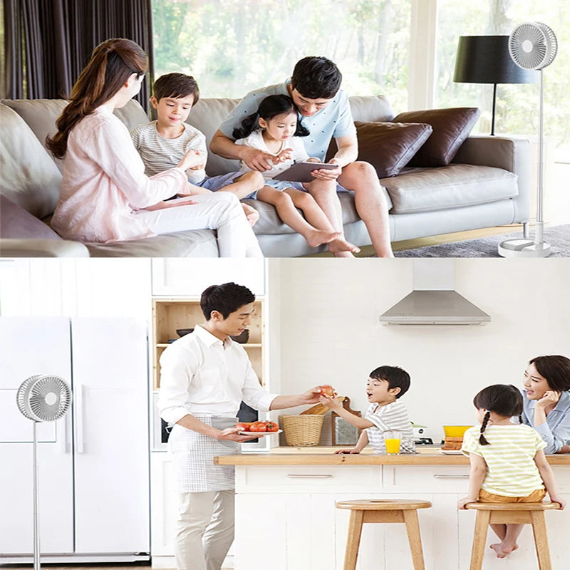 Telescopic Desk Fan Usb Rechargeable Portable Foldable Telescopic Fan 4 Speeds Super Quiet Electric Cooling Fan Home Camping Fan