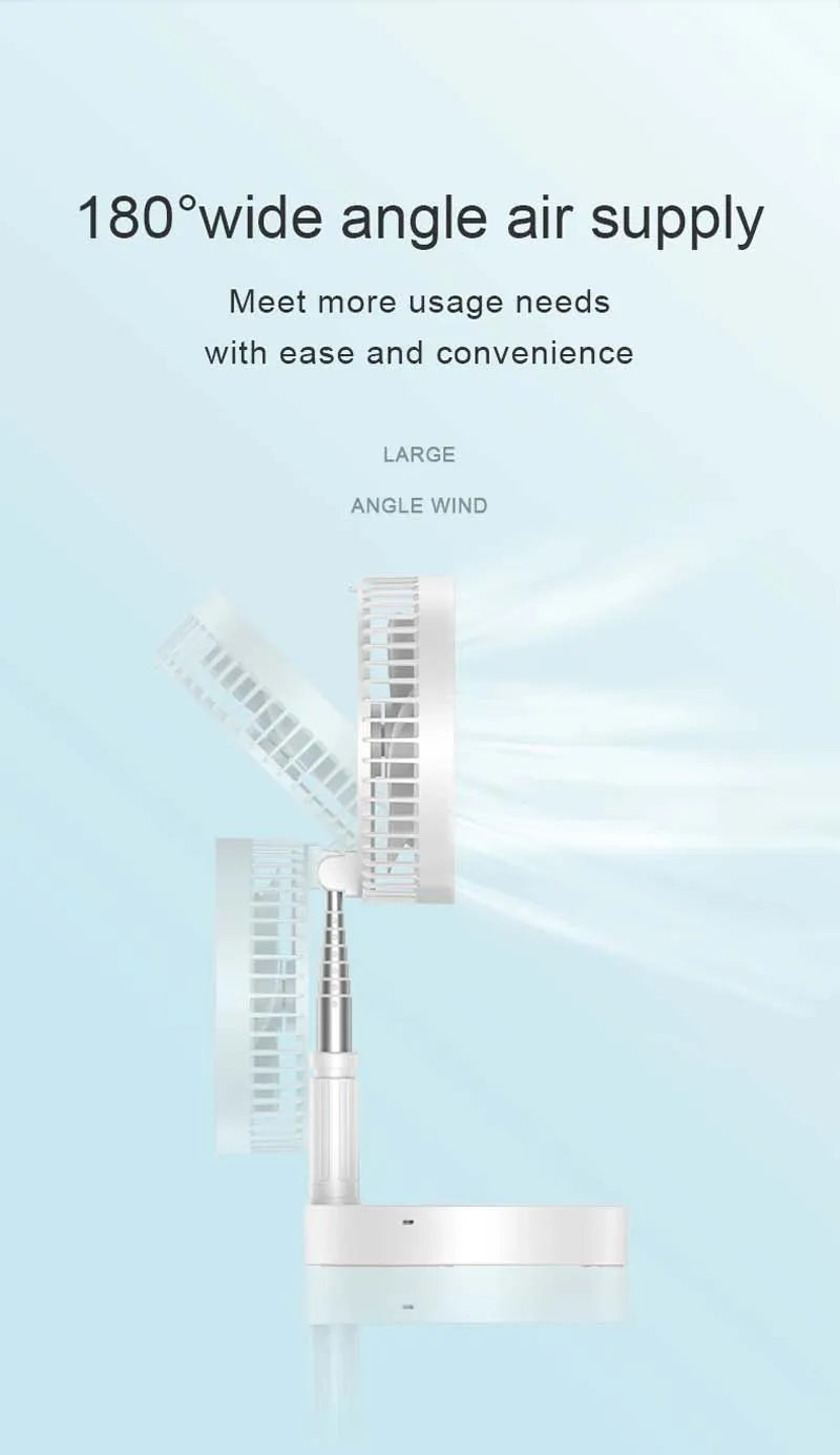 Telescopic Desk Fan Usb Rechargeable Portable Foldable Telescopic Fan 4 Speeds Super Quiet Electric Cooling Fan Home Camping Fan