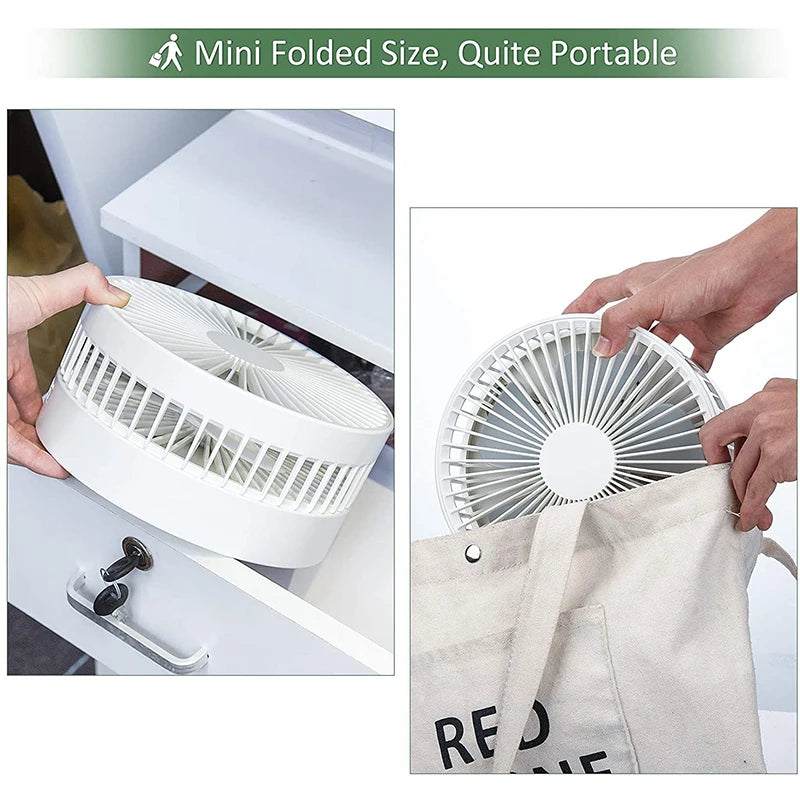 Telescopic Desk Fan Usb Rechargeable Portable Foldable Telescopic Fan 4 Speeds Super Quiet Electric Cooling Fan Home Camping Fan