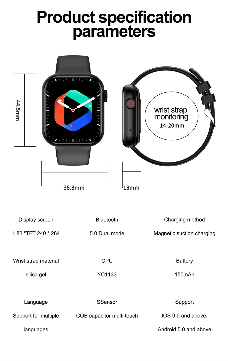 P45 Smartwatch 2024 – Tecnologia e Estilo em Cada Detalhechamadas via Bluetooth e Android e iOS, Resistência à água