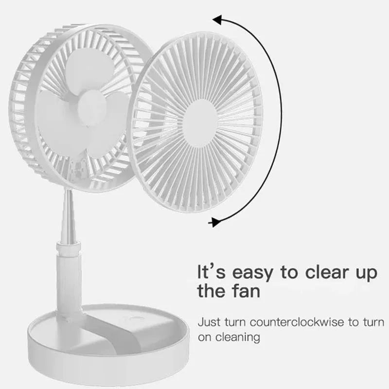 Telescopic Desk Fan Usb Rechargeable Portable Foldable Telescopic Fan 4 Speeds Super Quiet Electric Cooling Fan Home Camping Fan