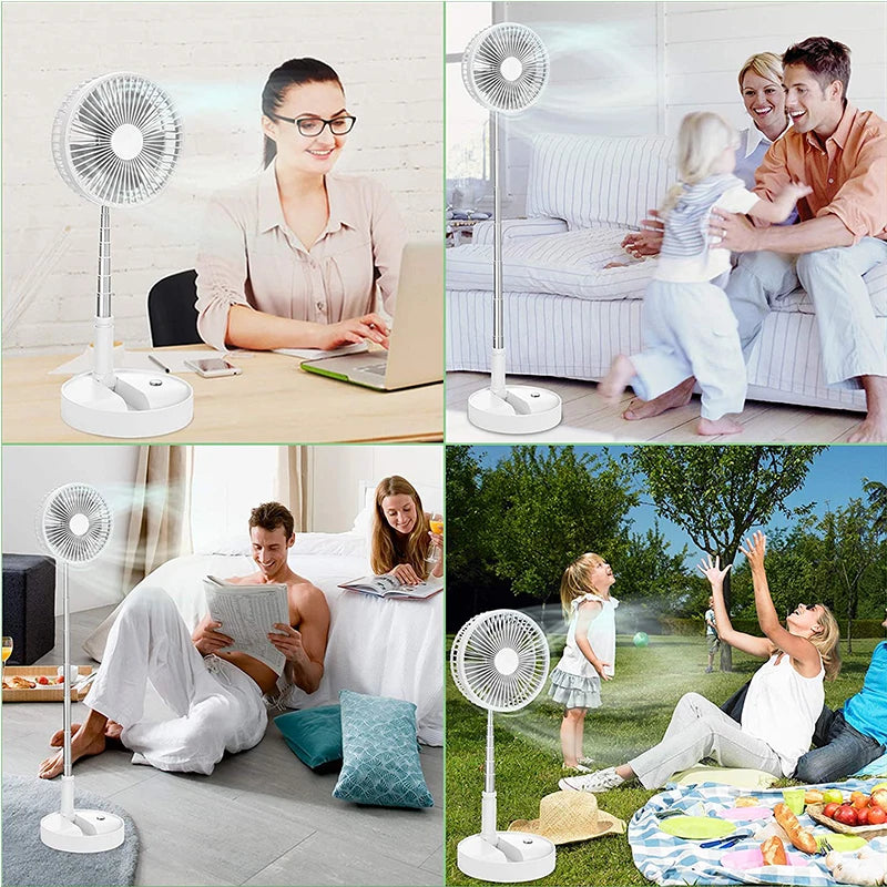 Telescopic Desk Fan Usb Rechargeable Portable Foldable Telescopic Fan 4 Speeds Super Quiet Electric Cooling Fan Home Camping Fan